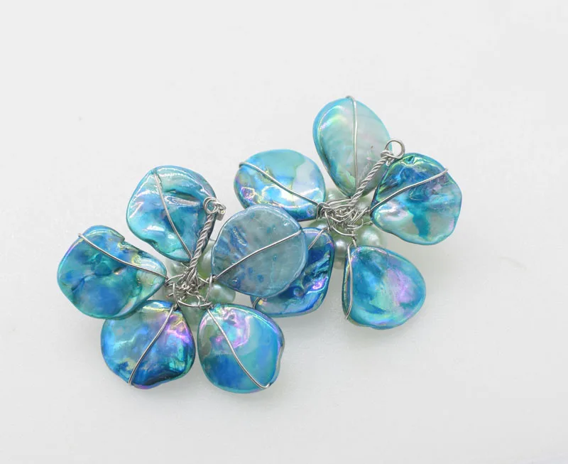 WOW!   blue shell flowers necklace nature 48cm nature FPPJ wholesale