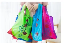 Bolso de mano plegable para compras, bolsa de almacenamiento ambiental creativa, 10 unidades por lote