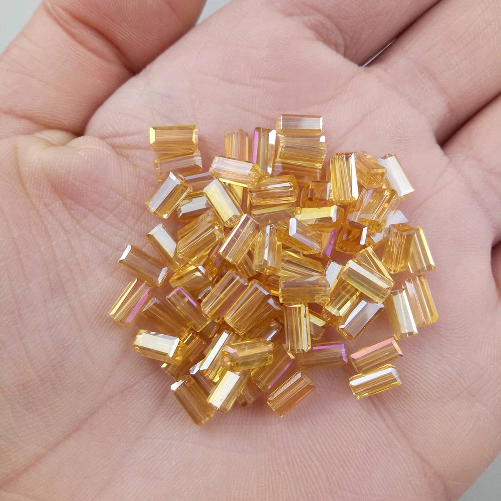 WLYeeS 3*6mm Austrian Rectangle crystal beads 80pcs Square Loose Spacer Beads for Jewelry Necklace Earrings Bracelet Making DIY