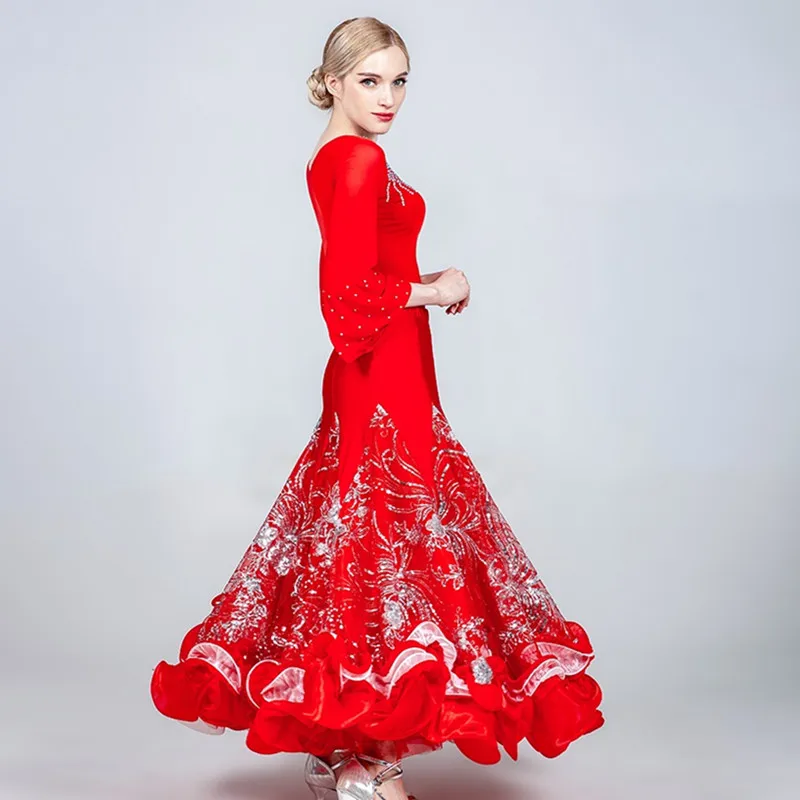 D ecorative Design Waltz Standard Skirt For Dancing Women Ballroom Dance Skirts Flamenco Dance Top Stage Spanish Dance Costume