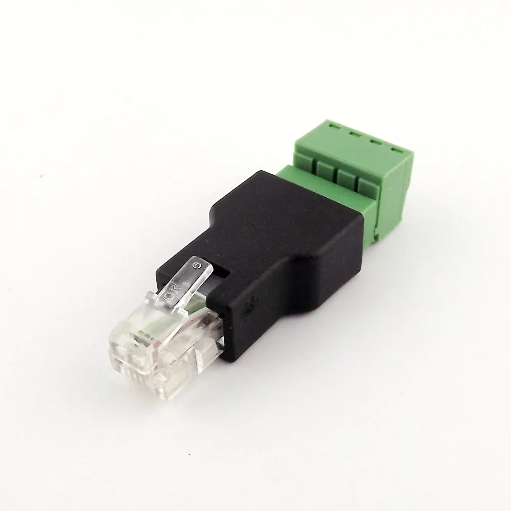 

10pcs Ethernet RJ11 6P4C Male to Screw Terminal 4 Pin Splitter CCTV Adapter Connector