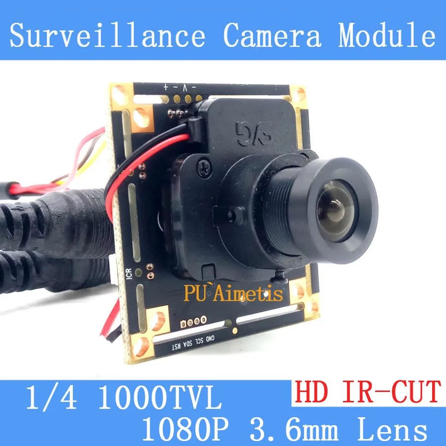 1/4 1000TVL CMOS Analog camera PCB Board Module with 1080P 3.6mm Lens IR CUT Filter