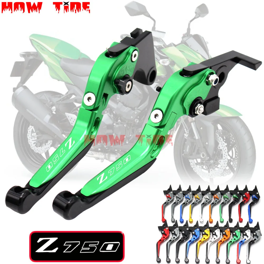 Laser Logo For Kawasaki Z750 Z 750 (not Z750S model) 2004 2005 2006 CNC Orange Folding&Extending Motorcycle Brake Clutch Lever