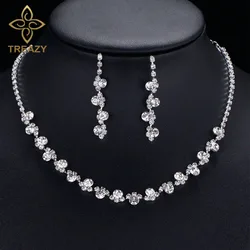 TREAZY Bridal Bridesmaid Jewelry Sets for Women Rhinestone Crystal Choker Necklace Earrings for Wedding African Jewelry Set