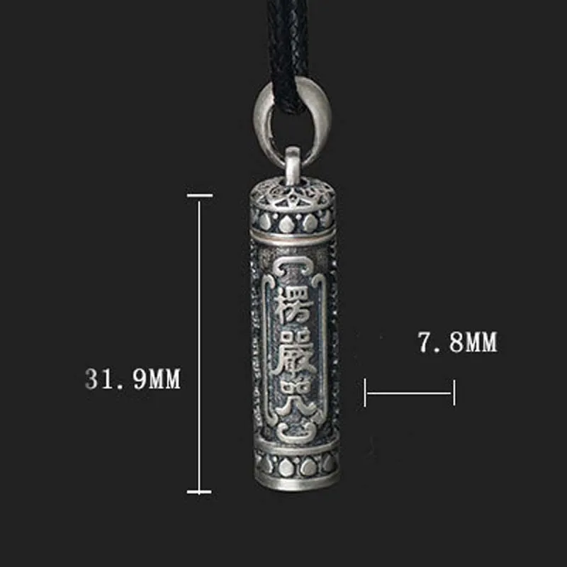 925 Sterling Silver Tibet Buddhism Surangama Mantra Pendants Necklaces Sanskrit Amulet Necklaces Storage Case Urn Ashes Jewelry