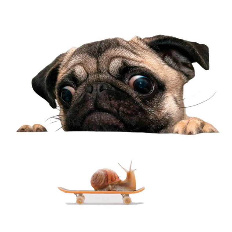 Funny Cute Pet Pug Dog Snail 3D Car Window Decals Home Wall Sticker Decoration