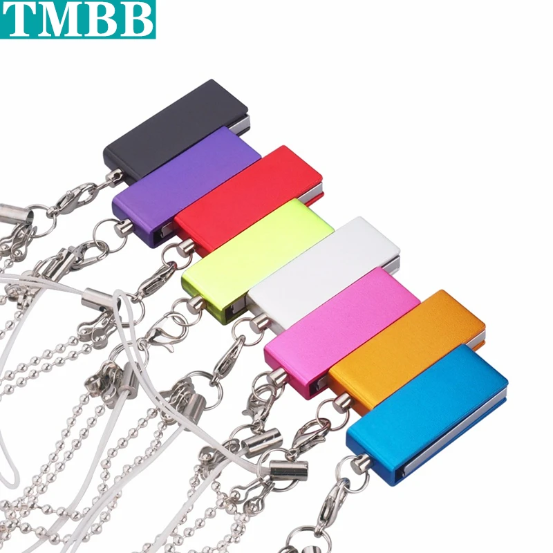 360 degree rotation Waterproof 128gb Real Necklace Metal 64gb 32gb 16gb 8gb 4gb Usb Memory 2.0 Flash Drive Pendrive Disk Gadget