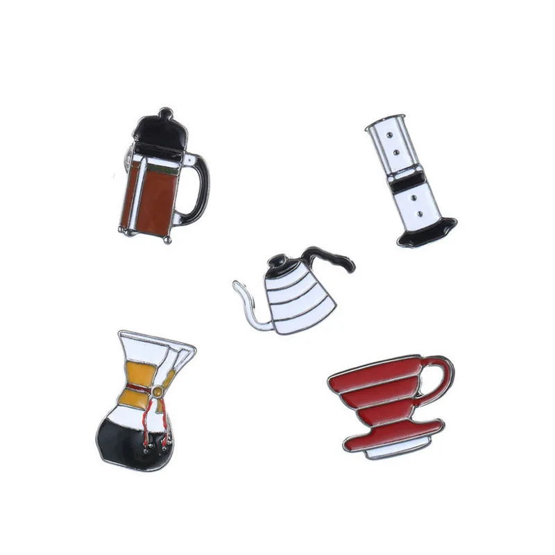 New Creative Coffee cup coffee set interesting pines para ropa decoration Pin badge badge for backpack Cartoon C1106-TO