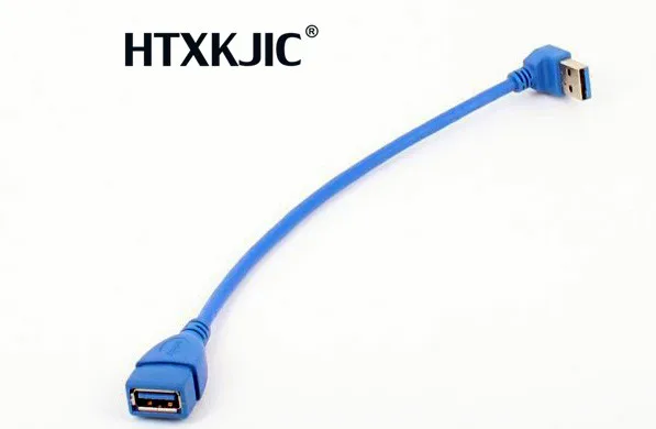 Удлинительный кабель 27 см, USB 3,0, 90 градусов, штекер-гнездо, 5 Гбит/с