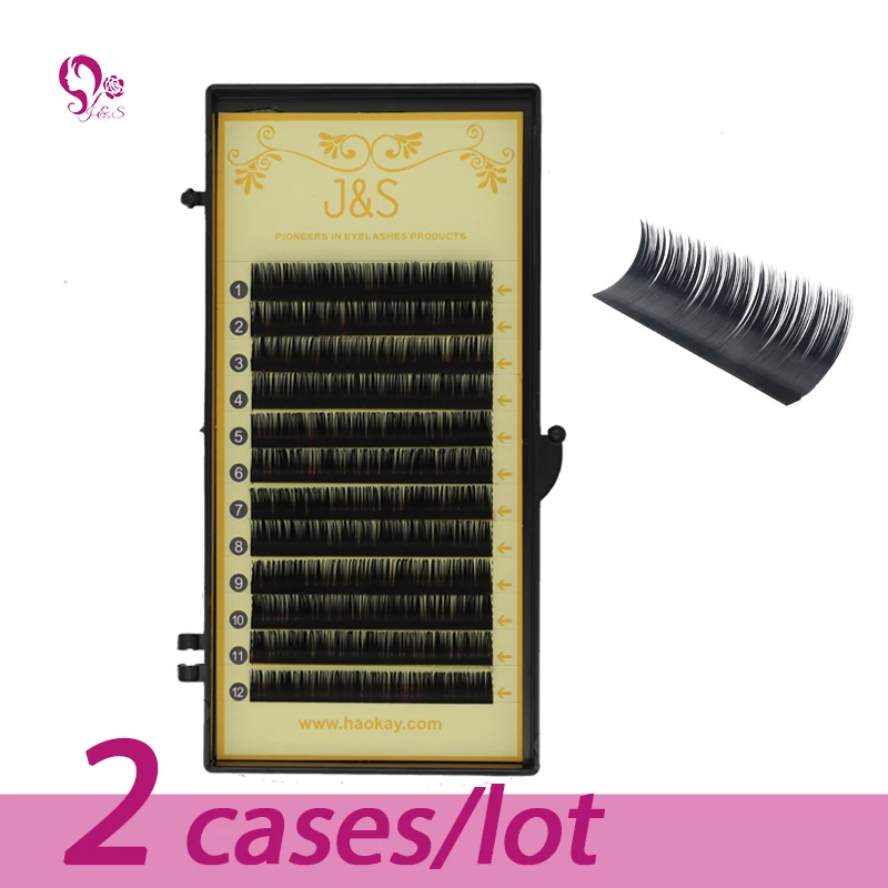 Premium silk Eyelash Extension 0.07 Thickness Russia volume 2 trays false EyeLash extensions  Hand Made Free Shipping