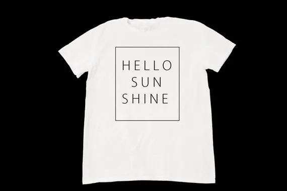 Sugarbaby Hello Sunshine Graphic Print Unisex Tee Shirt Short Sleeve Fashion T shirt Crew Neck Grunge Clothing Casual Tops