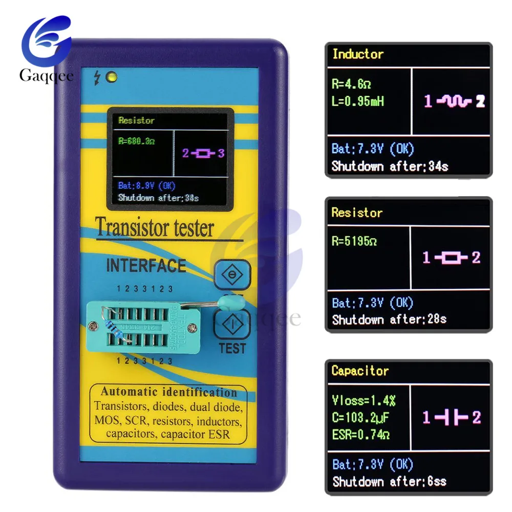 Multi-Purpose M328 Transistor Tester 128*160 Diode Thyristor Capacitance Resistor Inductance MOSFET  Meter 1.8\'\' LCD ESR Digital