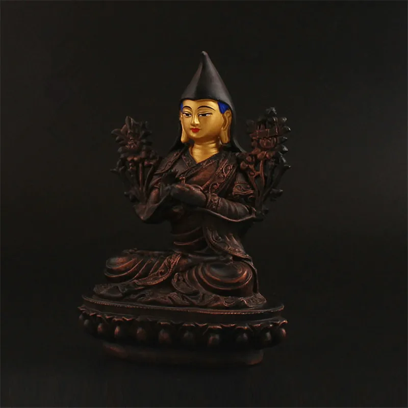 Special Design Tsongkhapa Figurine Statue Three Tailsman Treasured Buddhsit Glass Steel Titetan Supplies Buddha Sculpture