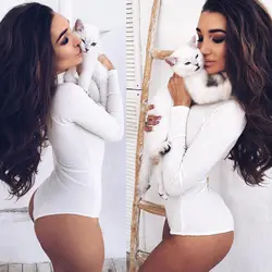 Women Bodycon Bodysuit V Neck Long Sleeve Bandage Jumpsuit playsuit bodysuit Leotard Top