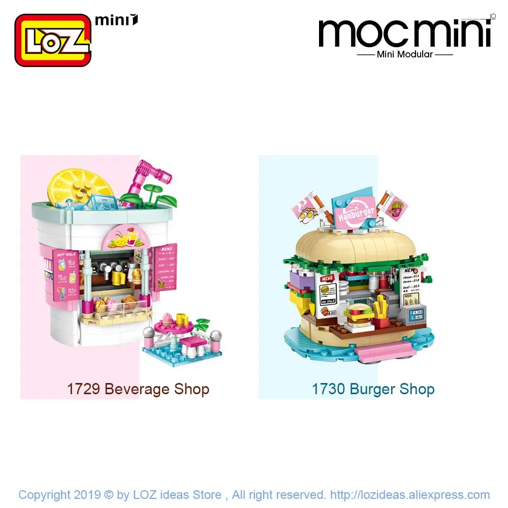 LOZ Mini Blocks Amusement Park Drinks Shop Burger Shop Model Amusement Blocks Kid Gift Plastic Building Blocks Toys Children