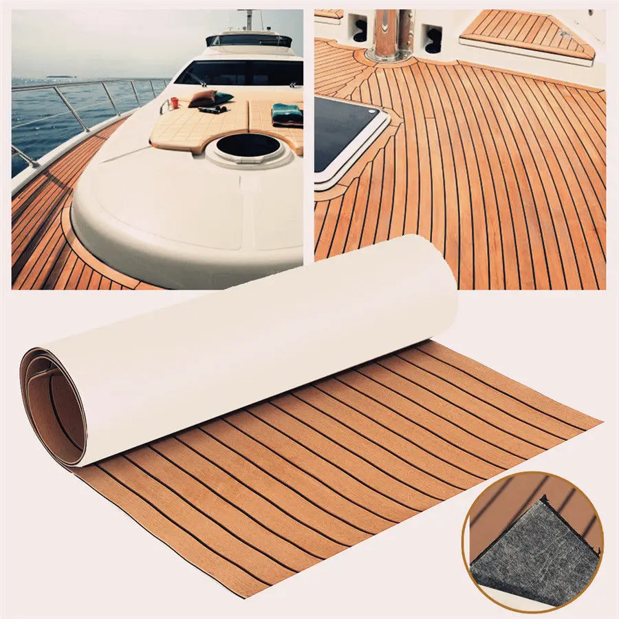 

600x2400x5mm Self-Adhesive Brown Black Teak Decking EVA Foam Marine Flooring Faux Boat Decking Sheet