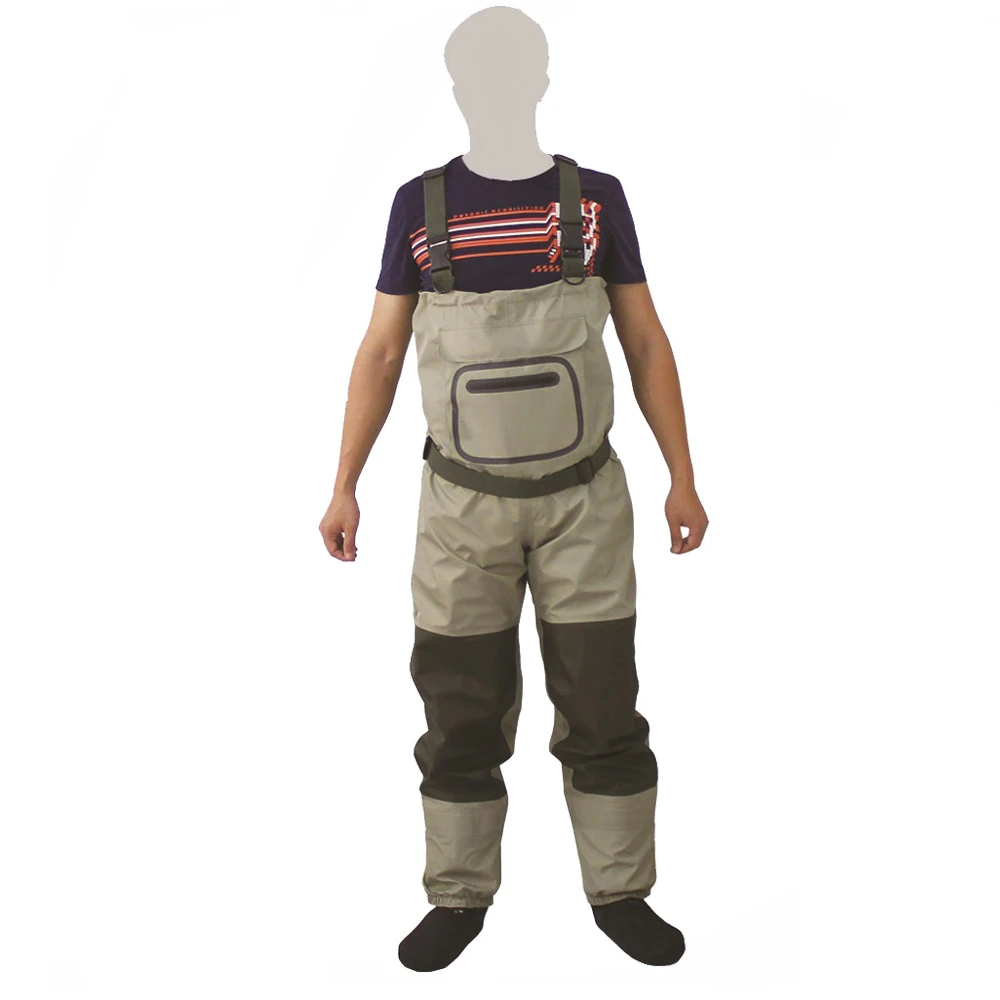 

Fly Fishing Breathable Chest Waders Rafting Wear Waterproof Wader Trousers Hunting Wading Pants Overalls with Stocking Foot