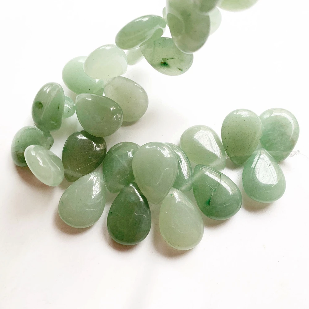 Green Aventurine Crystal Beads Strand Teardrop Shape Natural Stone Beads for Jewelry Making Pendant Necklace Earrings Accessorie