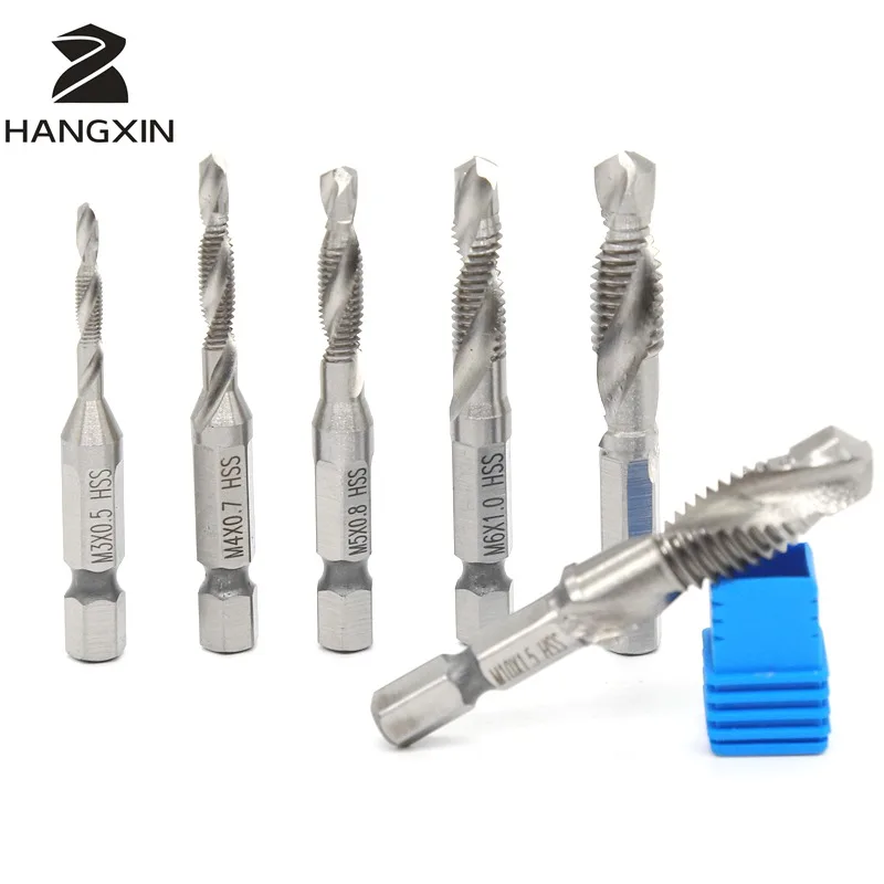 6PCS Drilling Combinations Faucets M3 M4 M5 M6 M8 M10 HSS6542 Metric Metal Drilling Tap Drilling Titanium Valve Cutter Assemblie