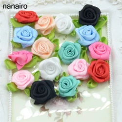 50pcs Artificial Mini Silk Fresh Flower Head Making Handmade Diy Ribbon Roses For Home Wedding Christmas Decoration Craft