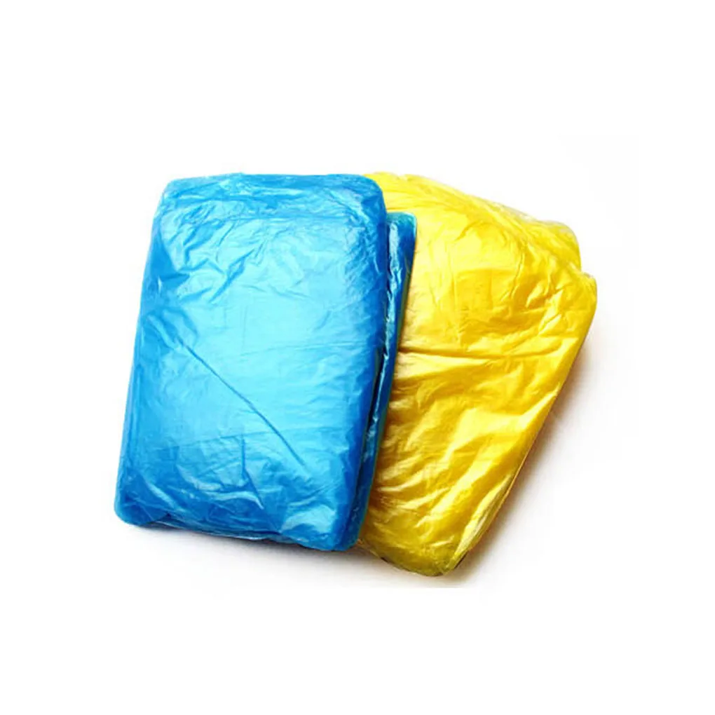 Foldable Plastic Raincoat Camping Mountaineering Backpacking Rain Coat Family Campers Equipment Accessories Color Random