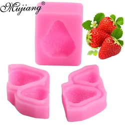 Mujiang DIY 3 Pcs Strawberry Chocolate Making Silicone Molds Cupcake Fondant Cake Decorating Tools Sugar Candy Clay Moulds XL442