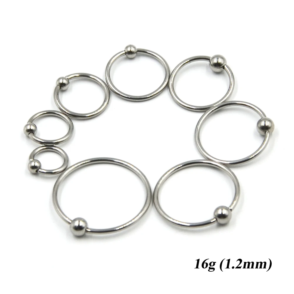 10PCS/Lot Stainless Steel Nose Septum Ring Ear Tragus BCR CBR Captive Bead Ring Jewelry Lip Hoop Piercing