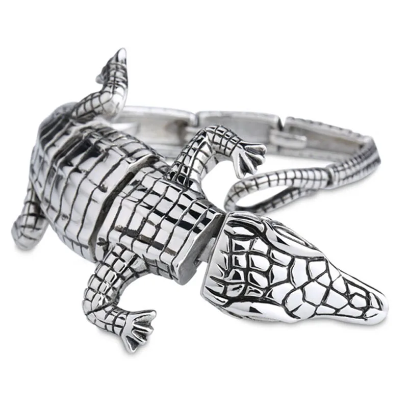 

Top Design 316L Stainless Steel Silver Color Crocodile Bracelet Bangle Men's Chain Fashion Jewelry Gift