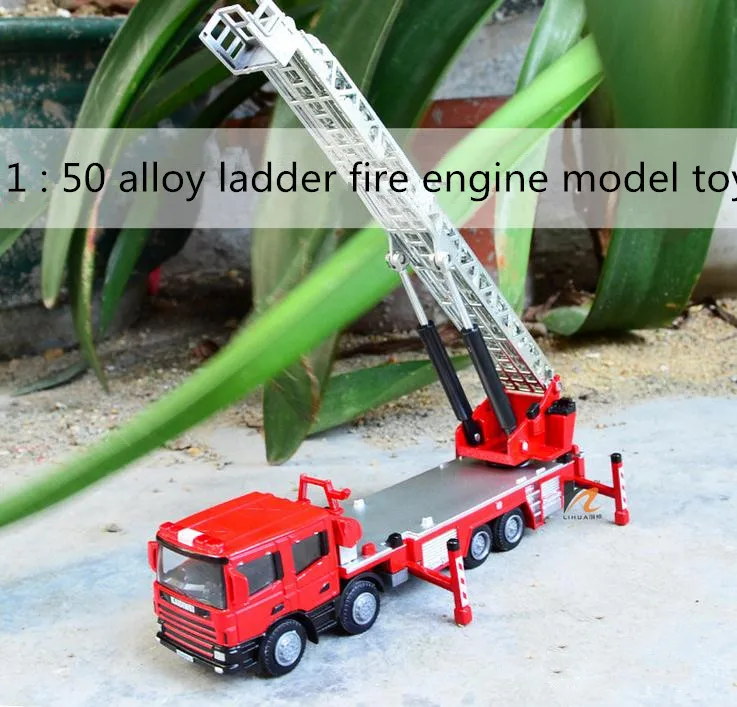 Free shipping ! 2014 super cool ! 1 : 50 alloy slide ladder fire engine model toy, Baby educational toys