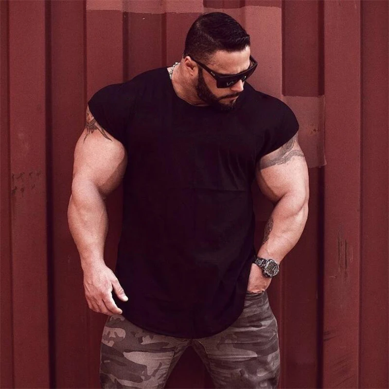 New workout Gyms Tank Top Men Summer Tops Bodybuilding and Fitness Mens Circular hem Cotton Clothing Muscle Sleeveless Shirt