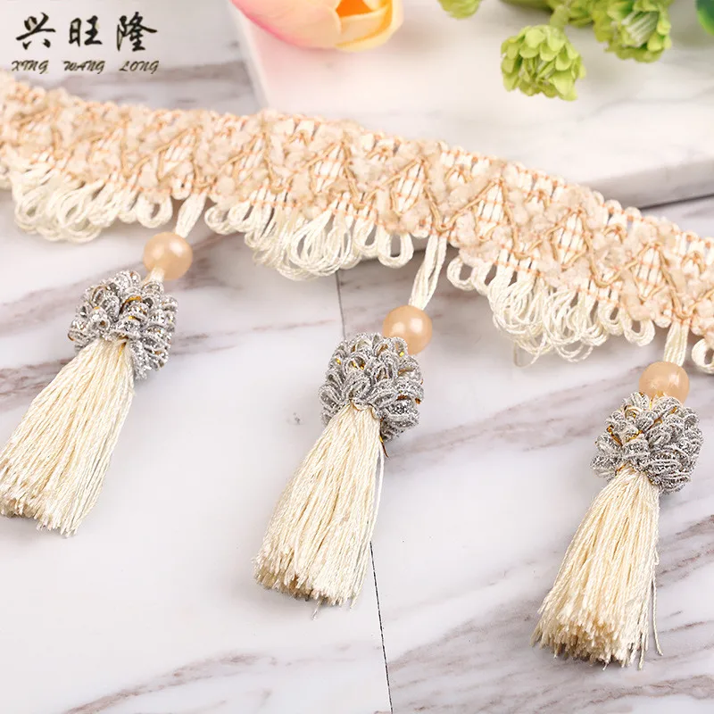 

XWL 12M Curtain Lace Trims Tassel Fringe Curtain Accessories Sofa Stage Ribbon Belt DIY Sewing Braided Lace Textile Home Decor