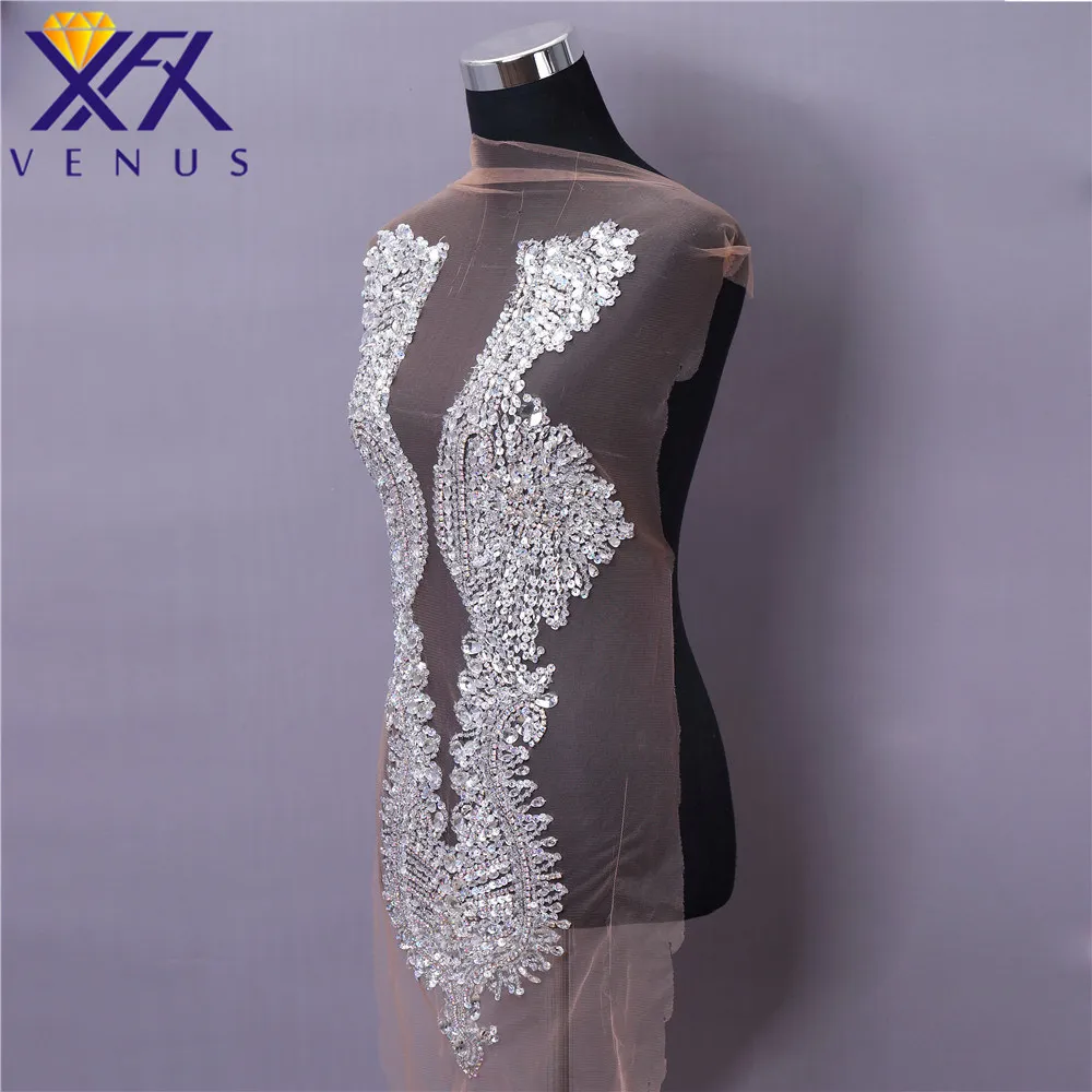 XFX VENUS Large Crystal Trimming Patch Sewing Stone Bridal  Applique Pin Rhinestone Appliques Embroidery Costume Decoration