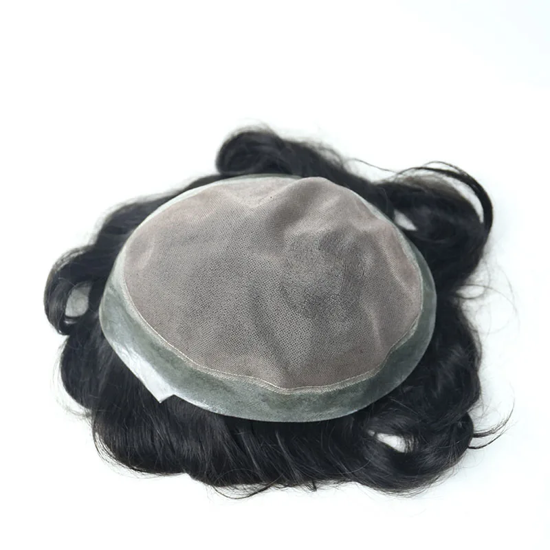 Tóc Toupee Nam Tự nhiên Nguyên Khối Hệ Thống Châu Âu 100% Tóc Toupee PU Thay Thế Hệ Thống 1 # Màu VenVee Remy tóc