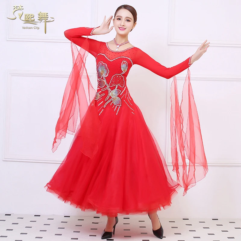 Phụ nữ Tùy Chỉnh Nhảy Múa Cạnh Tranh Dress Tango Flamenco Phong Tục Cô Gái Waltz Nhảy Múa Phù Hợp Với Tùy Chỉnh Phòng Khiêu Vũ Múa Váy D0366