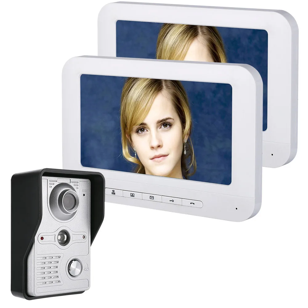 

7 Inch 2 Monitors Video Door Phone Doorbell Intercom Kit 1-camera 2-monitor Night Vision with IR-CUT HD 700TVL Camera