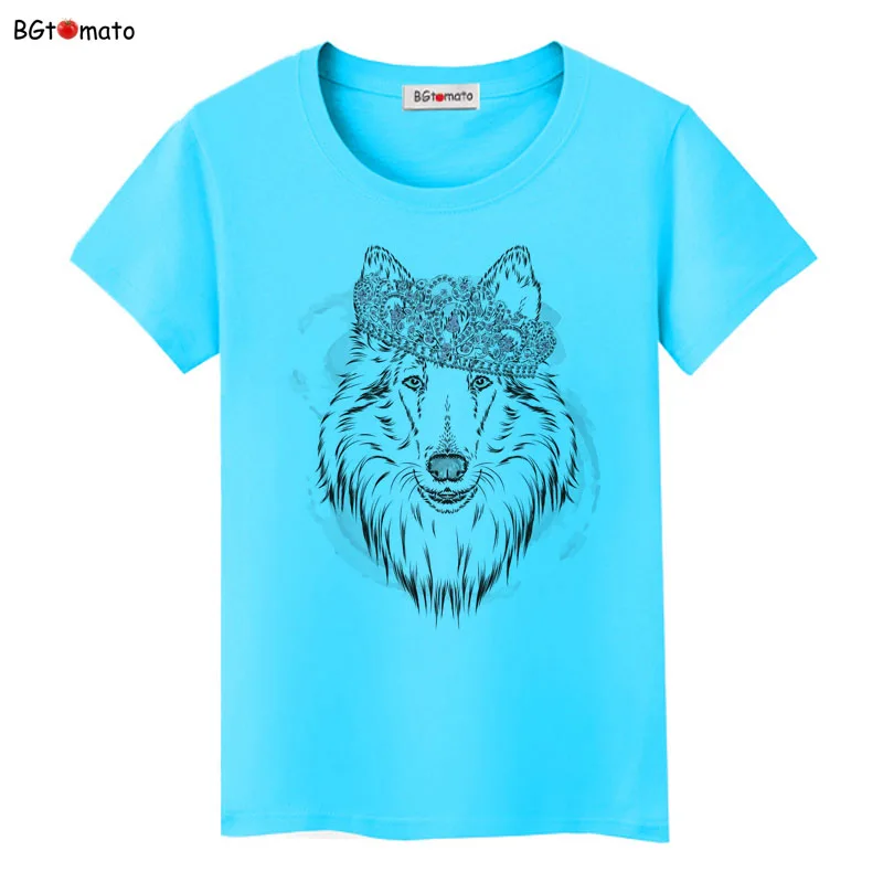 

BGtomato personality fashion Wolf king shirts for woman Hot sale Beautiful summer new shirts Comfortable breathable soft tops