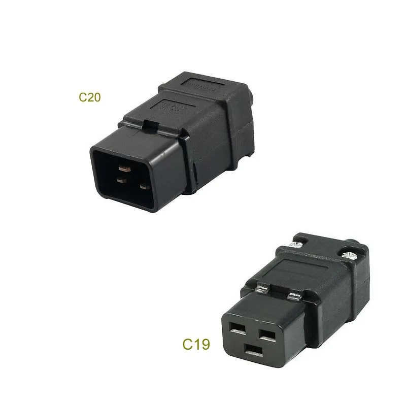 2 in 1 16A 250VAC IEC320 Series C19 Plug C20 Socket for Power Cord