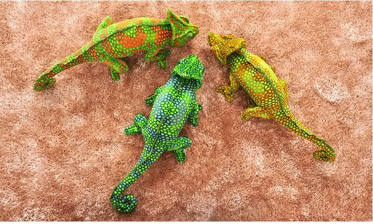 

3 pieces a lot plush chameleon toys creative simulation stuffed chameleon dolls gift about 69x28cm 0402