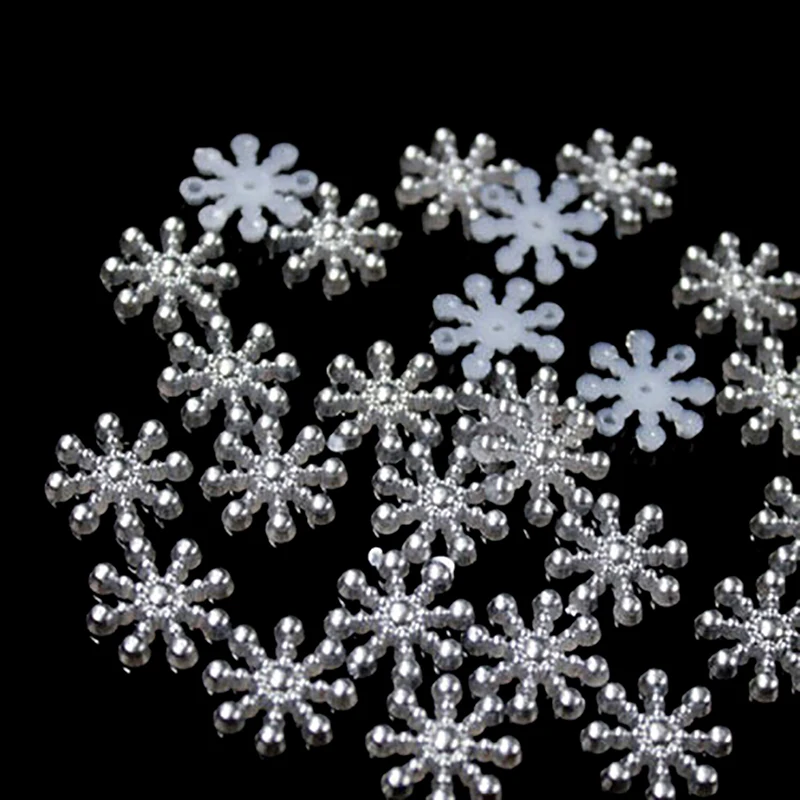 100Pcs/lot White DIY Snowflake Artificial Flatback Pearl Christmas Card Making DIY Craft High Quality