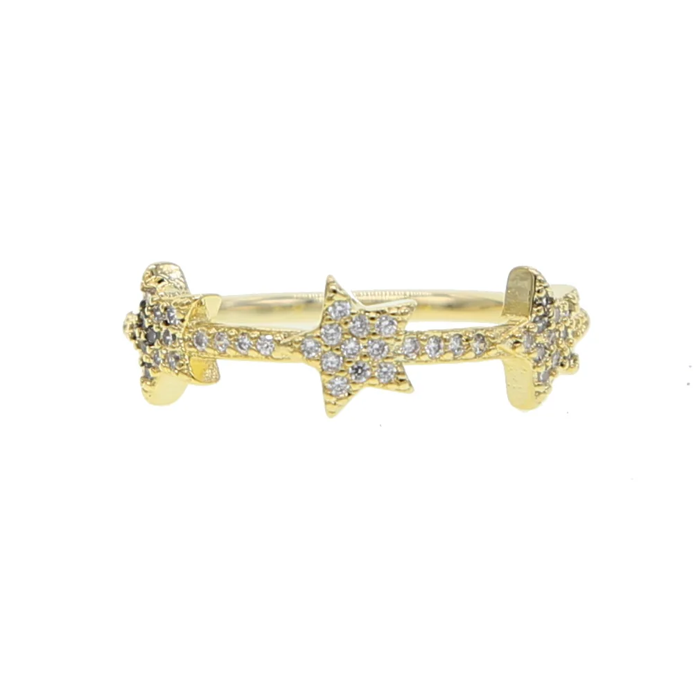 engagement band with 3 pcs cz star cute lovely star charm stacking bands fashion women rings size 6 7 8