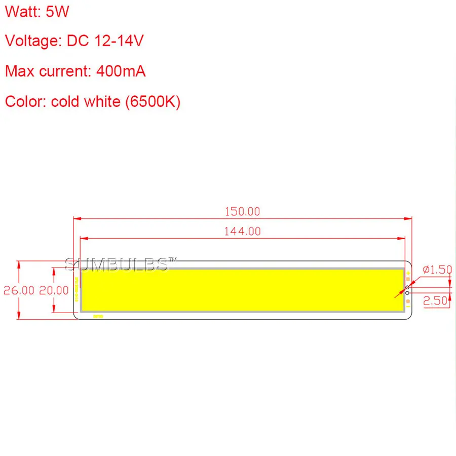 [Sumbulbs] Grande Promozione 150x26 MILLIMETRI 8W PANNOCCHIA HA CONDOTTO La Striscia Lampadina di CC 12V di trasporto di Chip On baord 15 CENTIMETRI