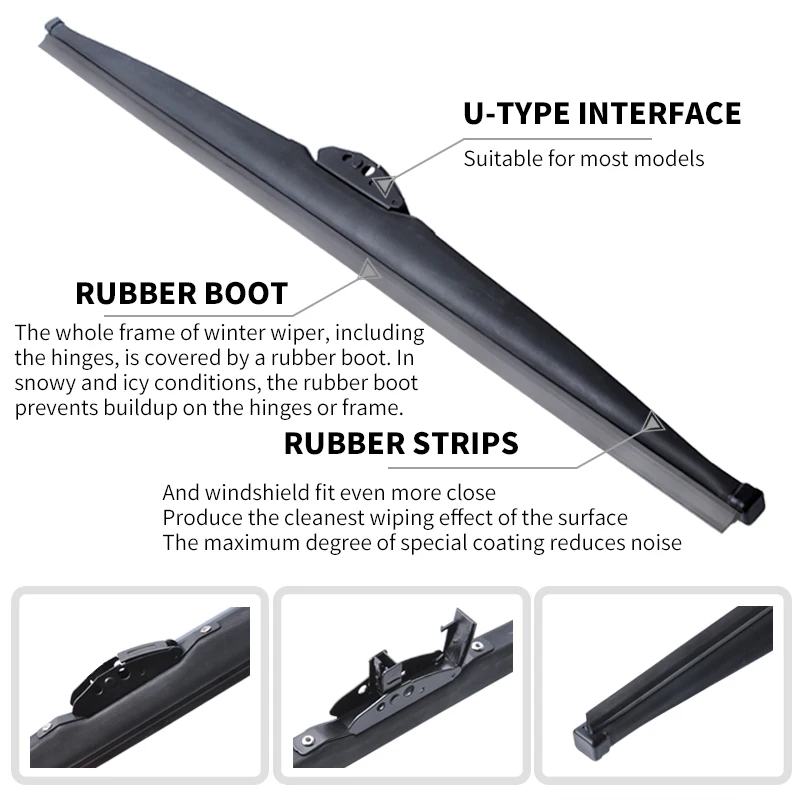 Winter Snow Wiper Blade U Hook Universal High Quality Natural Rubber Windshield Windscreen Auto Car Accessories 1 Pc