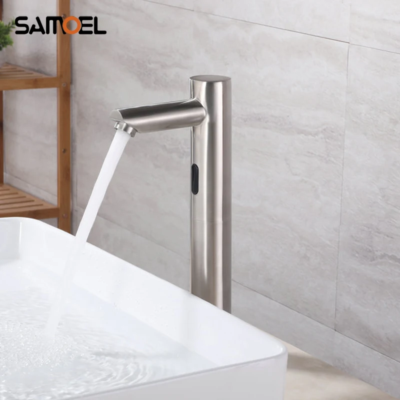 

SUS 304 Stainless Steel Touch Free Automatic Sense Bathroom Basin taps Auto Sensor Cold Water Tap S841