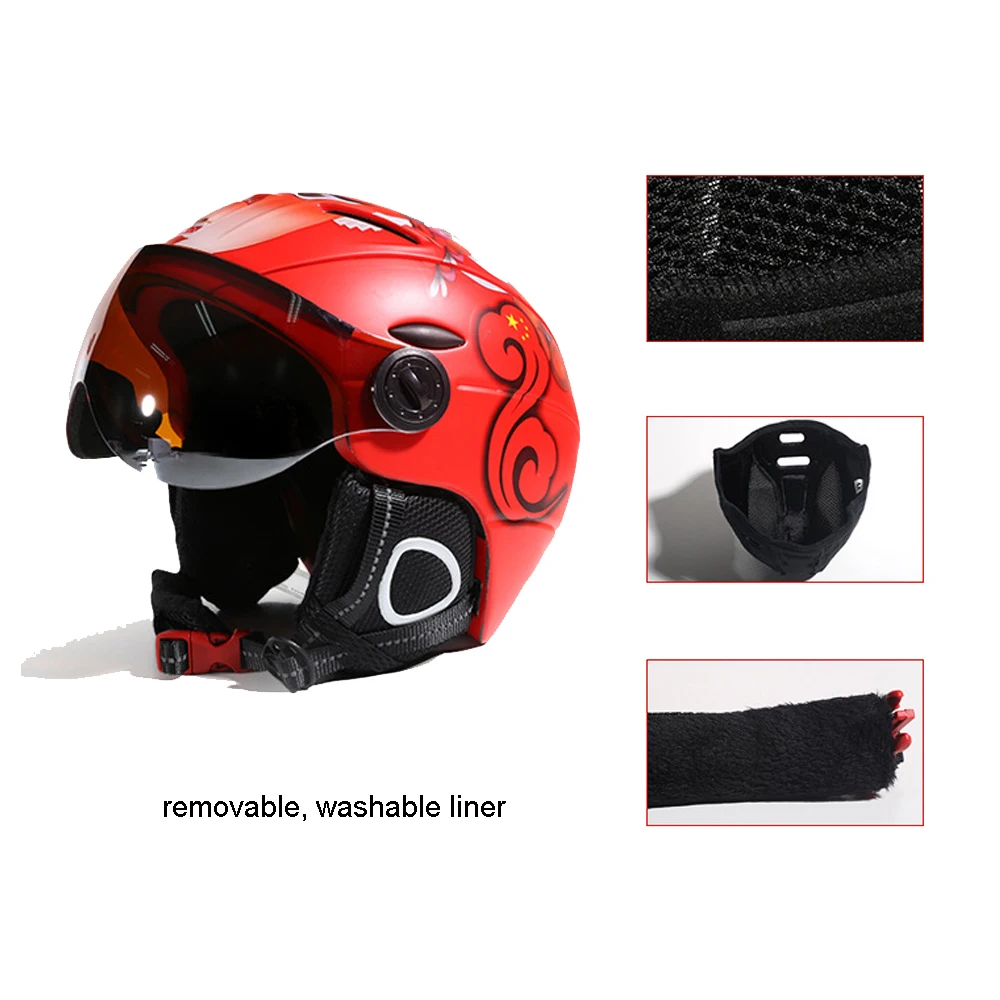 2-in-1 Visor Ski Snowboard Helmet Detachable Snow Mask Anti-fog Anti-uv Integrated Goggle Shield Low Weight Adults Men Women