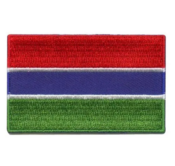 Gambia Flag Embroidery Patches Made by Twill with Heat Cut Broder and Iron On Backing Custome MOQ50pcs Free Shipping by Post