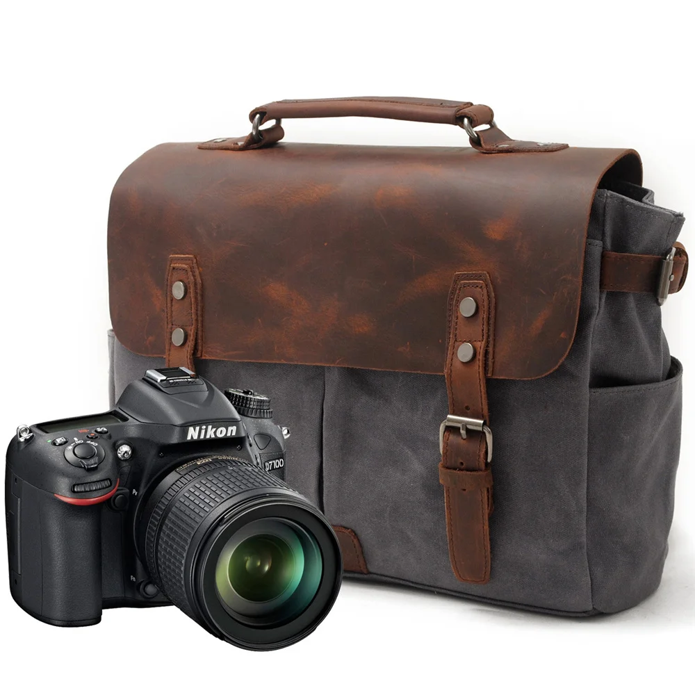 Retro Batik Canvas Camera Waterproof Casual Travel Shoulder Bags Vintage Briefcase Messenger Case Men Women for Canon Nikon Sony