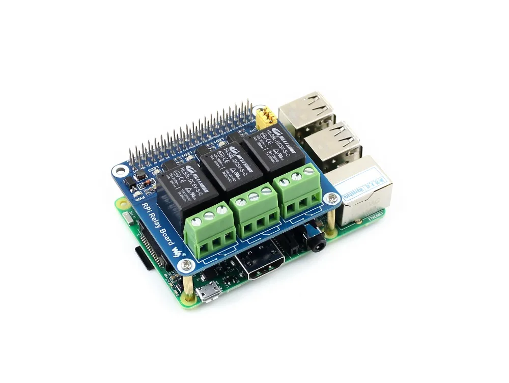 Waveshare RPi Relay/Expansion Board  for Raspberry Pi 5/4B. loads up to 5A 250V AC or 5A 30V DC