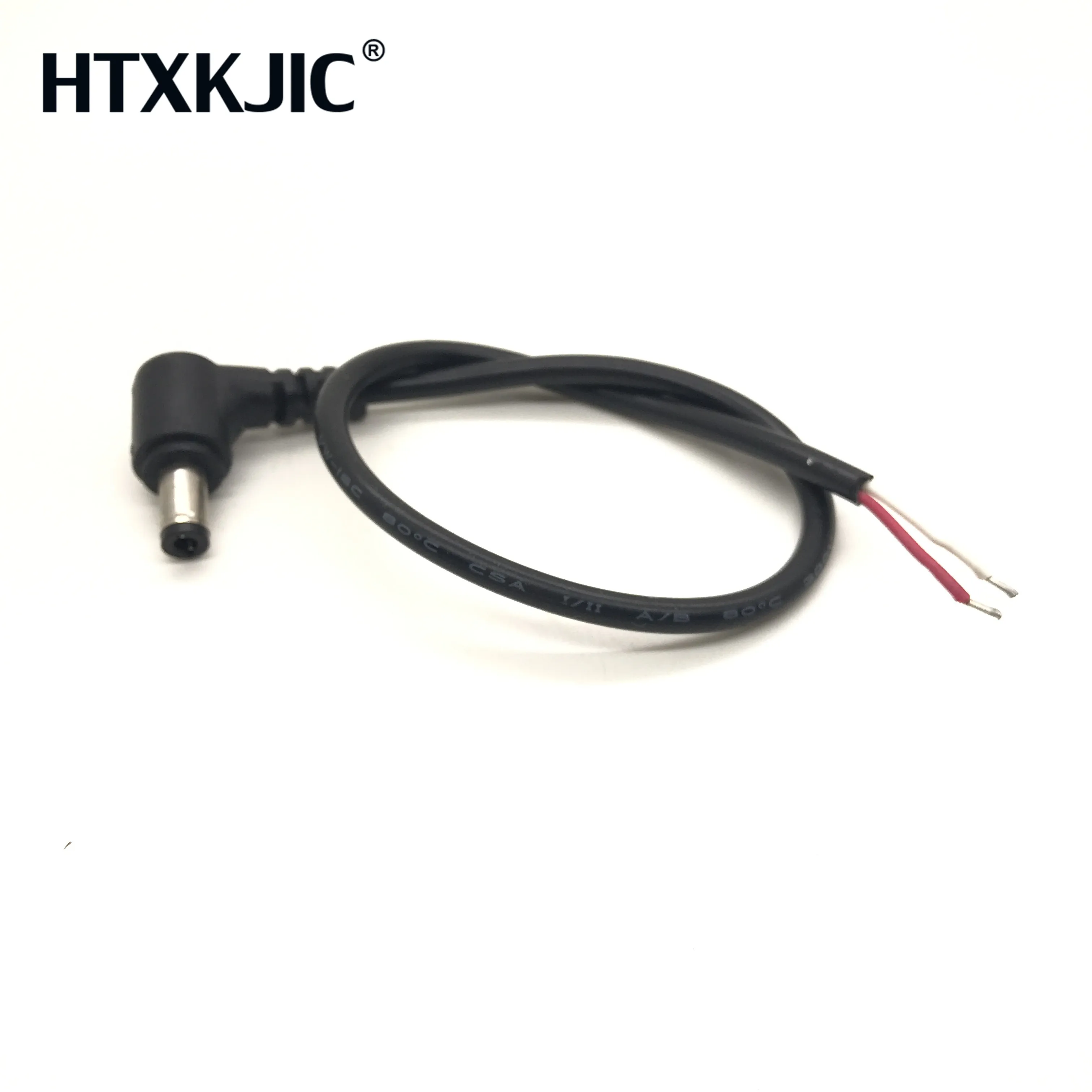 قابس طاقة تيار مستمر على شكل حرف L ، قطعة واحدة ، 5.5X2.5mm / 5.5*2.5 ذكر 90 زاوية قائمة ، موصل كابل 0.75 مللي متر 0.3 م 0.5 م 1 م