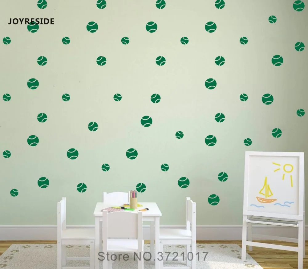 

JOYRESIDE Tennis Ball Wall Pattern Sport Decal Vinyl Sticker Kids Bedroom Living Room Decor Home Baseball Art Decoration A043