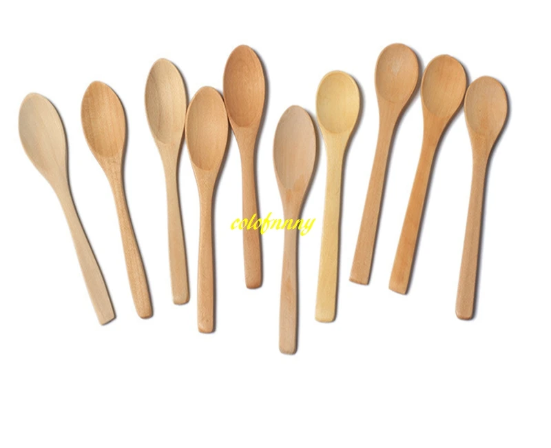 2000pcs/lot 13cmx2.7cm Mini Wooden Spoon Kitchen Cooking Teaspoon Condiment Utensil Coffee Spoon Kids Ice Cream Tableware Tool